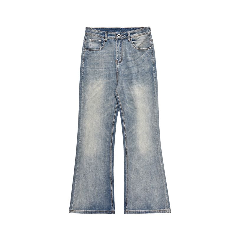 Men's Clothing Casual Distressed Flared Jeans For Men And Women Slim Retro Cleanfit Straight Loose Floor Length Trousers_viptrois.com