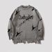 Men's Distressed Jacquard Knit Sweater – Raw Edge Letter Design Oversized Pullover (Fruit Green/Black/Khaki/Dark Gray/Apricot, Sizes S-XXL)_viptrois.com