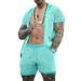 2024 Short Shorts Cool Hole Fabric, Lapel Cardigan, Short Sleeved Set, Men's Summer Two-piece Set_viptrois.com