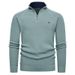 Men's Ribbed Knit Sweater – Half-Zip Mock Neck Pullover (Thermal Insulated, Stretch Comfort, Machine Washable, Winter Casual & Smart Wear)_viptrois.com
