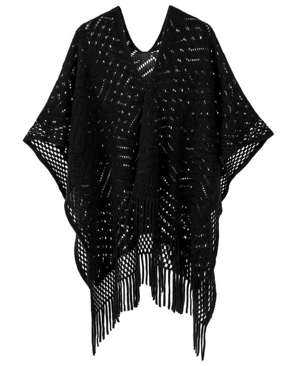 Unisex Warp knitted solid color fringe thin hollow shawl_viptrois.com