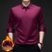 Pulse Pulse 2025 New Autumn Winter Fleece-Lined Long Sleeve Business Casual Wrinkle-Free High Elasticity Warm Shirt Inner Wear Men_viptrois.com