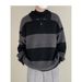 Collar Striped Knitted Sweater Versatile For Spring And Autumn, Loose Sweater_viptrois.com