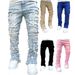 New Men's Denim 2024 Straight Pants European And American Street Fashion Ins Popular Stretch Patch Denim Straight Pants_viptrois.com