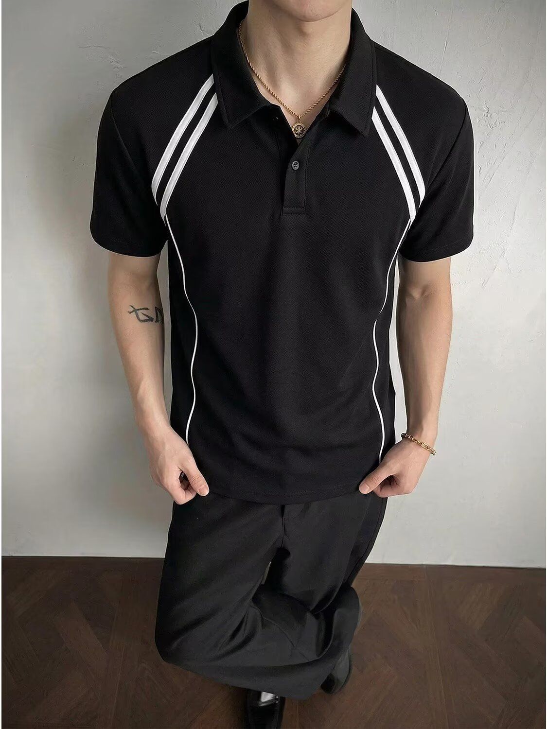 Straight-shoulder Short-sleeve Summer Half-T-shirt For Men, Made Of Heavy Space Cotton,_viptrois.com