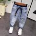 Children's Clothing Manufacturers Direct Sales 2024 Spring Boys And Girls Korean Style Versatile Personality Ripped Jeans A6705 Children's Pants_viptrois.com