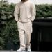 Men's Clothing Waffle-Knit Lounge Set – Long Sleeve T-Shirt & Pants For Men (Khaki/Black/Navy, S-XXXL)_viptrois.com