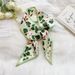 Fresh Green Floral White-Enhancing Silk For Women New Long Strip Hair Tie Decorative Small Neck Scarf_viptrois.com
