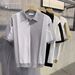 Men's Clothing Loose Short Sleeved Gradient Color Polo Shirt Casual Striped Contrast Lapel Breathable Knitted Top_viptrois.com