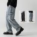 Men's Clothing Workwear Three Dimensional Pocket Design Jeans For Men Spring New Split Stitching Pleated Washed Japanese Straight Trousers_viptrois.com