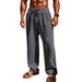 Men's Casual Long Pants Loose Straight Leg With Vertical Stripes Mid High Waist Wide Leg_viptrois.com
