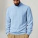 Men's Jacquard Turtleneck Sweatshirt – Heavyweight Textured Pullover For Autumn & Winter_viptrois.com