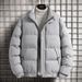Men's Clothing Winter Padded Coat Warm Stand Collar Jacket, Loose Fit Casual Outerwear, Thickened Polyester Shell, Black/Grey/Navy Blue, Sizes M-5XL_viptrois.com