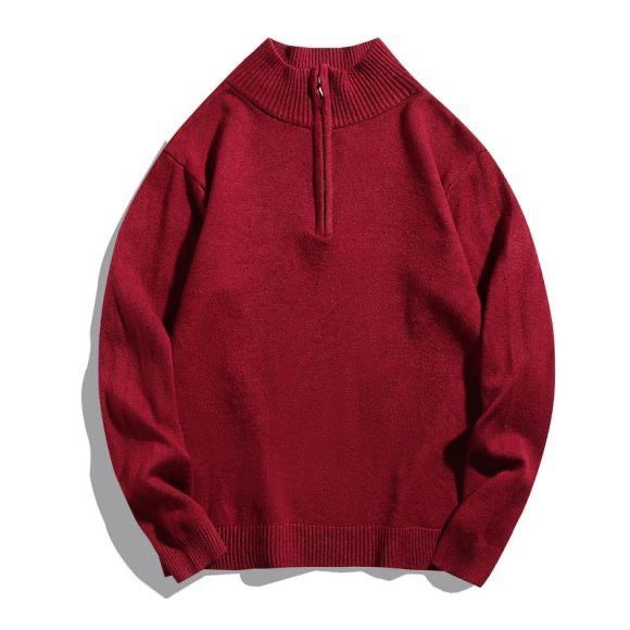 Men's Clothing Half Zip Pullover Sweater Slim Long Sleeved Slim Fit Half-Zip Pullover Sweater - Breathable & Moisture-Wicking Long Sleeve Knit Top_viptrois.com