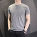 Men's Clothing Shirts And Clothing Short Sleeved T Shirts Slim Fit Thin 140g Polyester Solid Color Bottoming Shirt_viptrois.com
