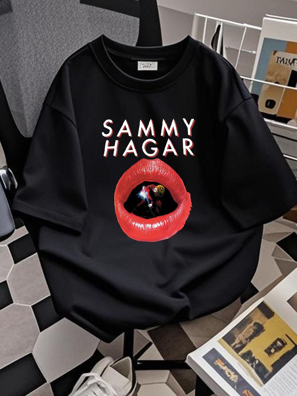 Sammy Hagar 1983 Red Rocker Tour T Shirt Print Front 6S3305 Summer Comfortable Breathable Top For Everyday Wear Casual Streetwear Unisex Versatile_viptrois.com