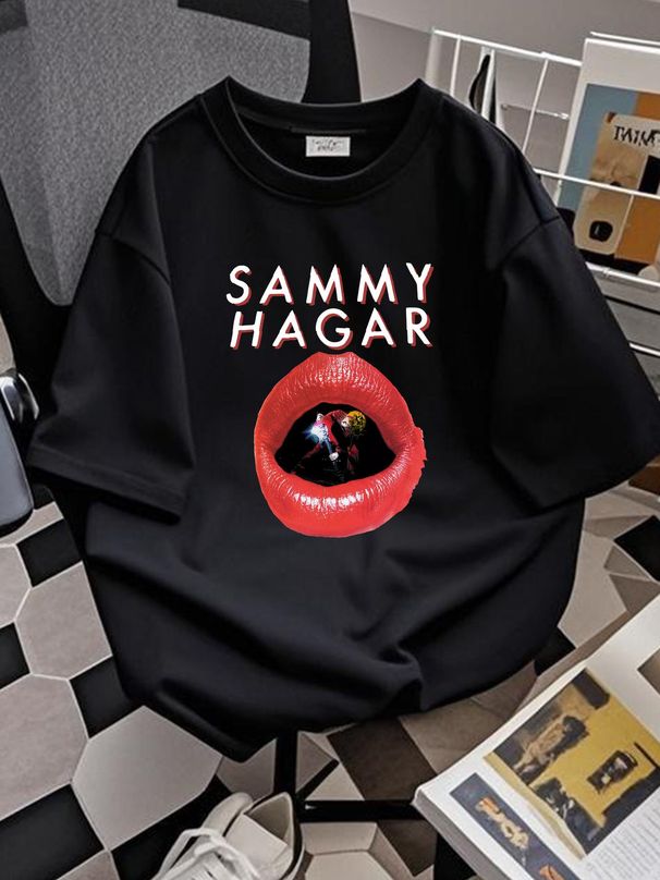 Sammy Hagar 1983 Red Rocker Tour T Shirt Print Front 6S3305 Summer Comfortable Breathable Top For Everyday Wear Casual Streetwear Unisex Versatile_viptrois.com