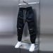 Spring Summer Men's Patchwork Jogger Pants Elastic Waist Slim Fit Embroidered Solid Color Casual Trousers Trendy Versatile_viptrois.com