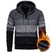 Pure 2025 Autumn Winter New Men's Casual Hooded Sweater Fashion Color Block Fleece Knitted Cardigan Jacket Coat_viptrois.com