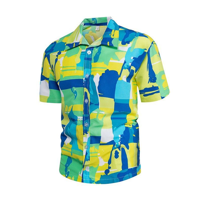 Men's Clothing Floral Print Beach Hawaiian Shirt – Tropical Short-Sleeve Beach Shirt With Quick-Dry Fabric, Vibrant Prints & Oversized Fit (S-5XL)_viptrois.com