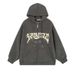 Men's Vintage Style Hooded Zip-Up Sweatshirt With Flocking Embroidery Star & Letter Design, Loose Fit Casual Hoodie Jacket_viptrois.com