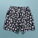 Men's Summer Streetwear Letter Print Shorts Loose Fit Casual 5-Inch Inseam Straight Leg Beach Shorts_viptrois.com