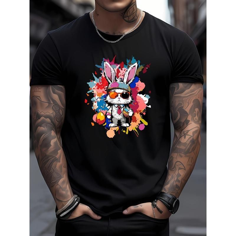 Camiseta Cuello Redondo Casual Verano Para Hombres, 95% Poliéster 5% Spandex, Tejido Punto, Manga Corta Con Ligera_viptrois.com