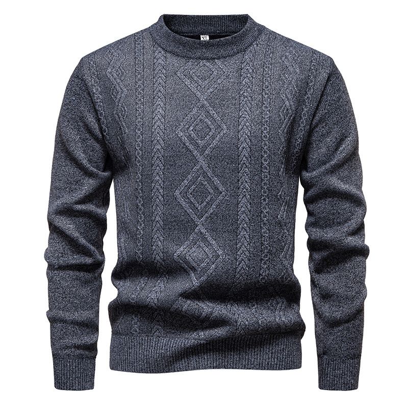 Men's Fleece-Lined Thermal Round Neck Pullover Sweater, Winter Warm Slim Fit Knit Top For Casual & Daily Wear_viptrois.com