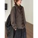 Pure Brown Two-Piece Shirt For Men, Autumn Melad Color Series, College Style Jacket, Vintage Design Knitted Cardigan_viptrois.com