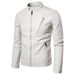 Suitable For All Seasons Leather Stand Collar Cardigan Motorcycle Jacket Men's Spring Coat_viptrois.com