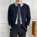 Autumn And Winter New Cardigan Sweater Men's Coat Jacket Contrast Color Stand Collar Business Warm Foreign Trade Cross Border Wholesale_viptrois.com