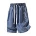 Men's Lyocell Denim Shorts | Elastic Waist Breathable Casual Summer Shorts With Pockets, Lightweight Straight Leg Cargo Shorts_viptrois.com