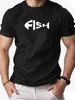 Maglietta Uomo 180g Cotone Puro Girocollo Stampa Pesce FISH Traspirante Taglio Regolare Estivo Casual_viptrois.com