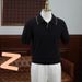 Men's Clothing 2025 New Summer Short Sleeved Polo Shirt British Yappie Thin Men's Casual Business V Neck Knitted T Shirt_viptrois.com