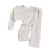 Mother&Kids Children's clothing Children's fashion long sleeve short top wide leg pants girls' suit_viptrois.com