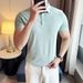 Ice Silk Elastic Seamless Polo Short Sleeved Men's Summer Trendy Brand Solid Lapel 16 Color Business Casual Paul Shirt_viptrois.com