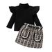 Children's clothing small fragrance wind girls autumn and winter mid-collar long sleeve woven tweed skirt belt fashion style children's suit_viptrois.com