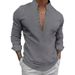 Unbeatable Quality 2024 Spring Autumn New Men's Solid Color Cotton And Linen Casual Long Sleeve Stand Up Polo Shirt_viptrois.com