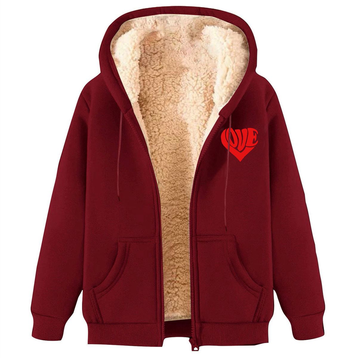 Men's Fleece Hooded Sweatshirt Winter Warm Pullover Fleece-Lined Jacket Casual Zipper Hoodie For Men_viptrois.com