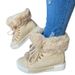 European and American Winter Short Barrel Long Hair Mouth Leather Snow Boots Women's Independent Station Foreign Trade Large Size Fleece-Lined Thicken_viptrois.com