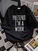 Pretend I'm A Worm Simple Easy Halloween Costume T-Shirt Stylish Female Women Slightly Fashion Summer Designer Clothes Graphic Casual Soft Top For Everyday Wear T-Shirt For Women Casual Breathable Unisex Print Round Neck Short Sleeve Comfortable_viptrois.com