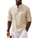 Men's Long Sleeved Stand Up Collar Plaid Shirt Solid Color Casual Bottoming Shirt Top_viptrois.com