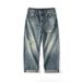 Men's Clothing Fashion Retro Washed Ripped Jeans Wide Leg Loose Casual Floor Mopping Trousers_viptrois.com