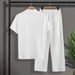 Men's Ribbed Short Sleeve Suit Set - Breathable Summer Office & Casual Outfit (Dark Gray, S-XXL)_viptrois.com