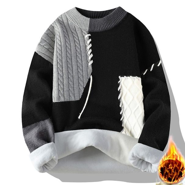 Men's Loose Trendy Brand Imitation Mink Crew Neck Thickened Knitted Sweater_viptrois.com