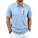 Men's Casual Loose Short Sleeve Shirt Summer Business Zipper Pocket Top Jacquard T-Shirt_viptrois.com