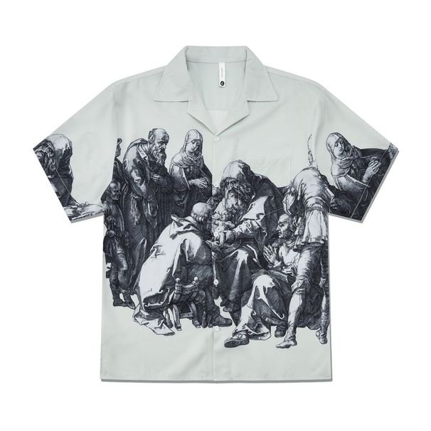 Men's Clothing Leisure Fashion Retro Print Print Shirt Short Sleeved Couple Cardigan Men_viptrois.com
