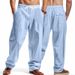 Men's Clothing Loose Linen Casual Wide Leg Trend Beach Sports Breathable Trousers_viptrois.com