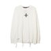 Men's Clothing Ripped Leather Round Neck Long Sleeved T Shirt High Street Bottoming Shirt _viptrois.com