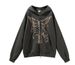 Y2K Skeleton Hoodie 90s Retro Pattern Print Zipper Top Girl Sweatshirt_viptrois.com